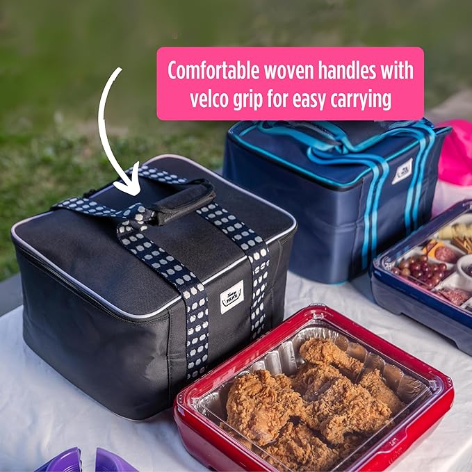 Fancy Panz - Pink Insulated Casserole Carrier Bag - Insulated Thermal Bags for Hot & Cold Food Holds 2 Standard Size Fancy Panz - 2 Pockets - Food Container - Hosting Essentials