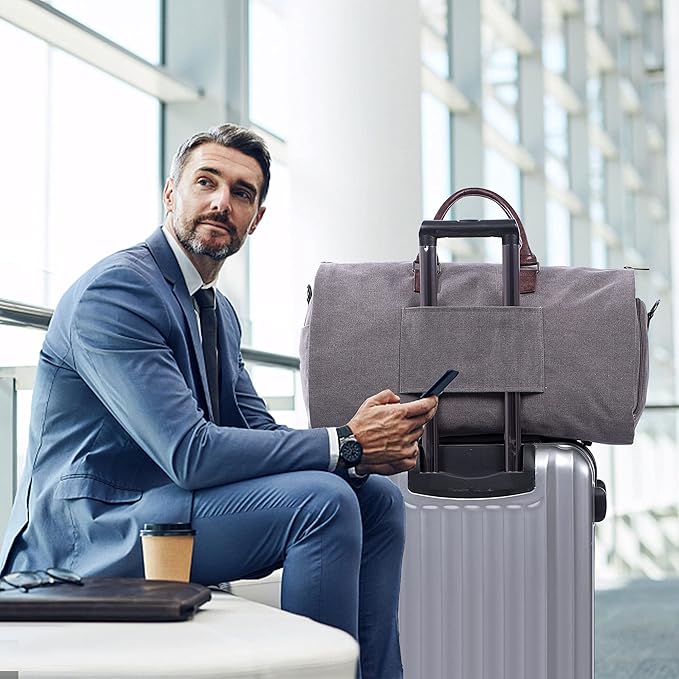 seyfocnia Convertible Travel Garment Bag, Carry-on Garment Duffel Bag for Men Women - 2-in-1 Hanging Suitcase Suit Business Travel Bag