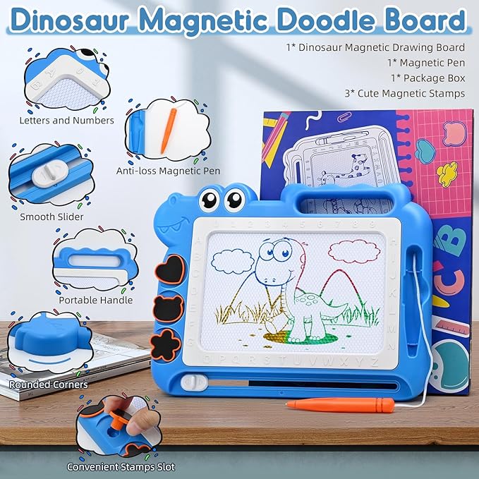 AiTuiTui Magnetic Drawing Board Toddler Toys Gift for Girls Boys, Color Sketch Writing Scribble Doodle Pad Travel Games, Educational Learning Kids Toys for Birthday Christmas Stocking Stuffers (Blue)