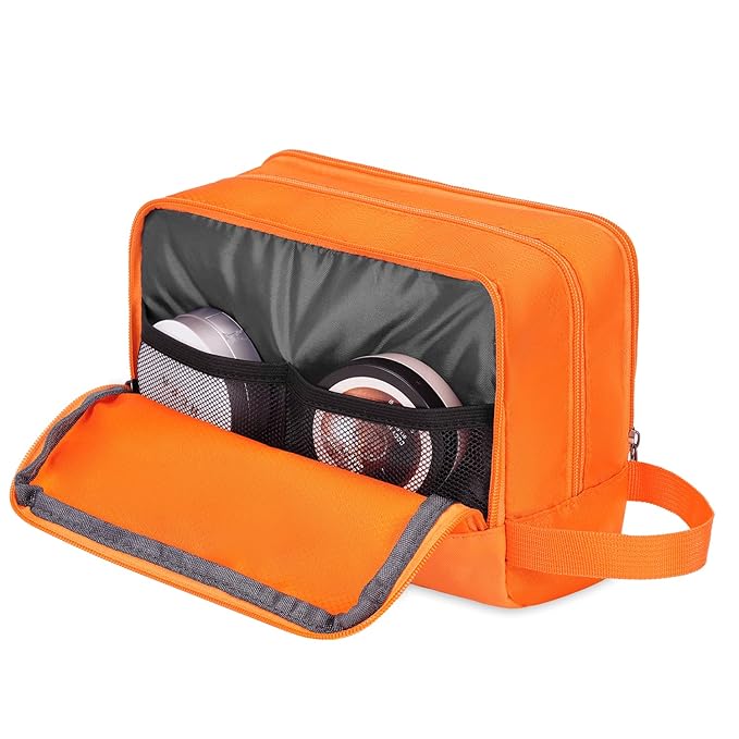Toiletry Bag for Men, Hanging Dopp Kit, Water-Resistant Shaving Bag, Small Toiletry Bag for Traveling (Pure Orange)