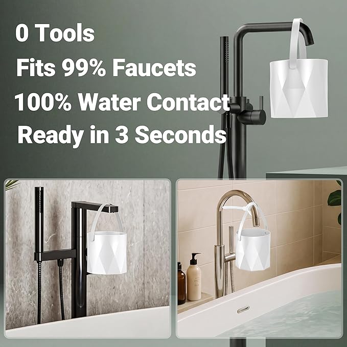 Bath Faucet Filter, 10-Stage Advanced Shower Water Filter for Tub with 3,000 Gallon Non-Spill Filtration, Removes Chlorine, Fluoride, Hardness for Baby-Safe, Sensitive Skin Soft Bath Water