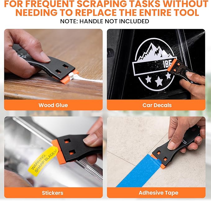 Perco Plastic Scraper Blade Refills - Durable, Rust-Free Double-Edged 1.5" Non-Scratch Razor Blades for Decals, Adhesives, Vinyl & More – Ideal for Cars, Glass & Delicate Surfaces - 10 Blades Per Box