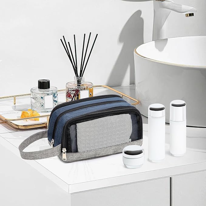 Yeiotsy Men's Travel Toiletry Bag – Color Clash Dopp Kit with Mesh Pockets, Durable Shaving Organizer for Gym, Camping & Weekend Trips