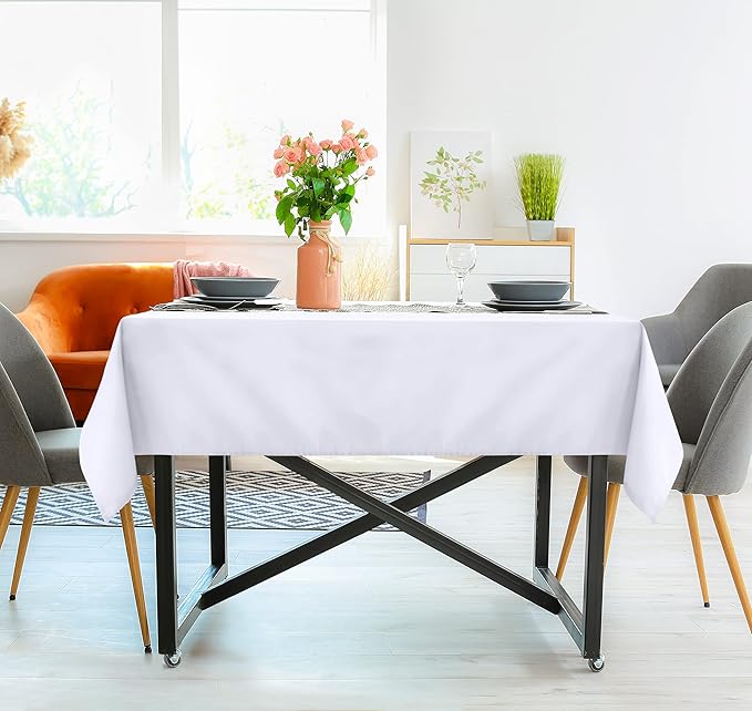 Utopia Kitchen Square Table Cloth 2 Pack (54x54 Inches, White), Tablecloth Machine Washable, Polyester Table Cover for Dining, Buffet Parties, Picnics, Events, Weddings and Restaurants