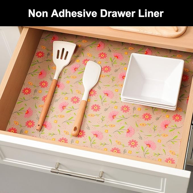 Cooyes Shelf Liner – Premium Non-Adhesive Cabinet & Drawer Liner for Kitchen – Waterproof Shelf Paper with Modern Pattern – Durable EVA Cabinet Mat – Easy to Cut (23.6" W x 236" L)