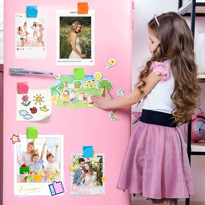 8 Pack Magnetic Clips Heavy Duty, Colorful Magnet Clips for Fridge, Refrigerator Magnets, Strong Magnetic Clip, Scratch Free Magnets with Clip for Whiteboard, Refrigerator, Cruise, Locker