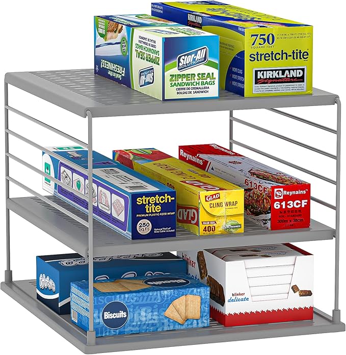 WANCHIY Upgraded Pantry Organizers and Storage - Divided Compartment Holder for Foil and Plastic Wrap Organizer - Kitchen Organizers and Storage for Aluminum Foil, Wraps, Box - Organization and Storage