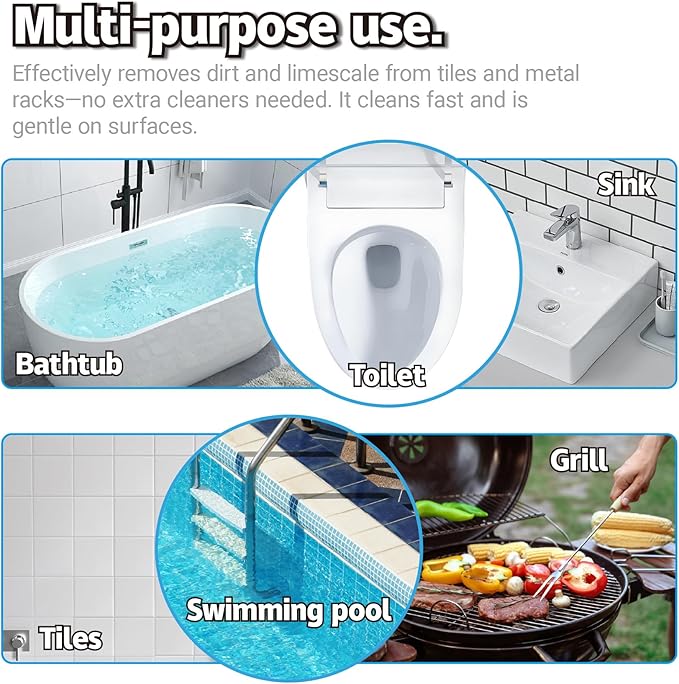 FAZMoss 4PCS Pumice Cleaning Stone with Handle Toilet Bowl Cleaner Hard Water Ring Remover for Bath/Pool/Kitchen/Household Cleaning (4 Pack with Handle)