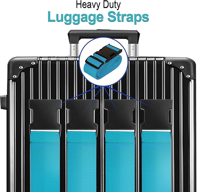 Luggage Straps for Suitcases TSA Approved Travel Belt 8 Pack by Chelmon (Sky Blue)