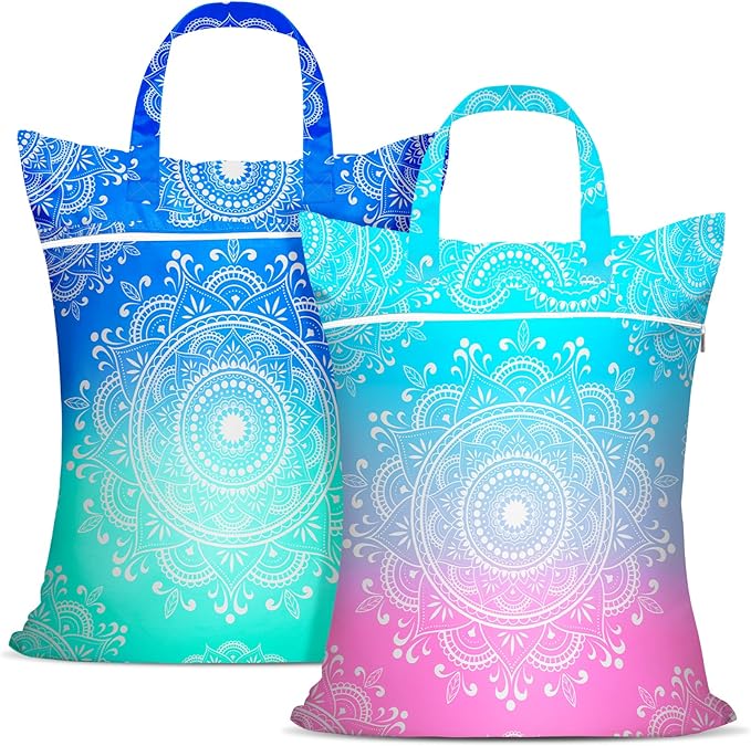 2 Pcs Large Travel Laundry Bags - Waterproof with Handle, Washable Dirty Clothes Bags for Travel, Wet & Dry, Gym, Swimming Pool, College Dorm