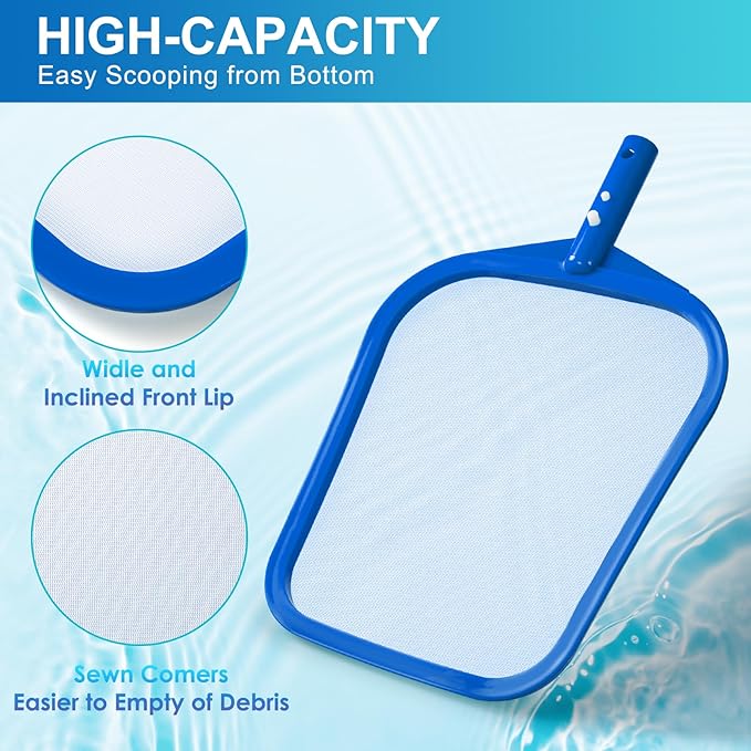 Pool Skimmer - Pool Skimmer Net for Cleaning, Pool Leaf Skimmer Net with Fine Mesh Reinforced Frame, Hot Tub Skimmer Net Filters Out Debris
