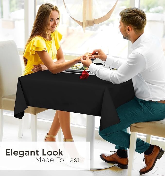 Utopia Kitchen Square Table Cloth 2 Pack (54x54 Inches, Black), Machine Washable Polyester Table Cover for Dining, Buffet Parties, Picnics, Events, Weddings and Restaurants