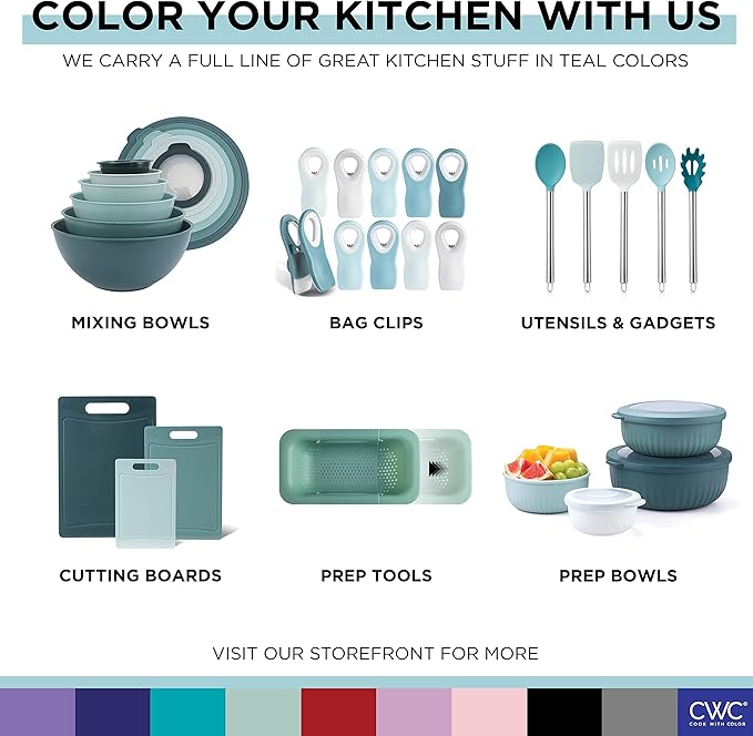COOK WITH COLOR Food Clips - Wide Heavy Duty Chip Clips, Large Bag Clips for Food Storage with Air Tight Seal Grip, Pack of 4, Teal