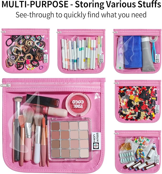 TSA Approved Toiletry Bag, Set of 3 Clear Travel Toiletry Bag Quart Size Zipper Travel Pouch, Waterproof Makeup Cosmetic Bag for Women Men Kids Toiletries Carry on, Pink Large