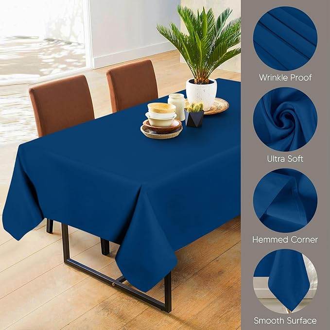 Utopia Kitchen Rectangle Table Cloth 2 Pack (60x102 Inches, Royal Blue), Tablecloth Machine Washable, Polyester Table Cover for Dining, Buffet Parties, Picnics, Events, Weddings and Restaurants