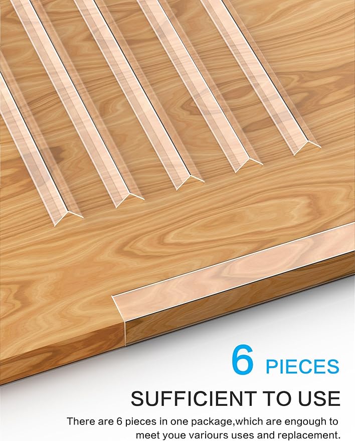 6PCS Clear Self-Adhesive Nightstand Corner Protectors, Corner Guards & Edge Protector for Wall, Door Frame, Cabinet Baseboard & Door, Table, Stair (3x40cm/1.18x15.75in)
