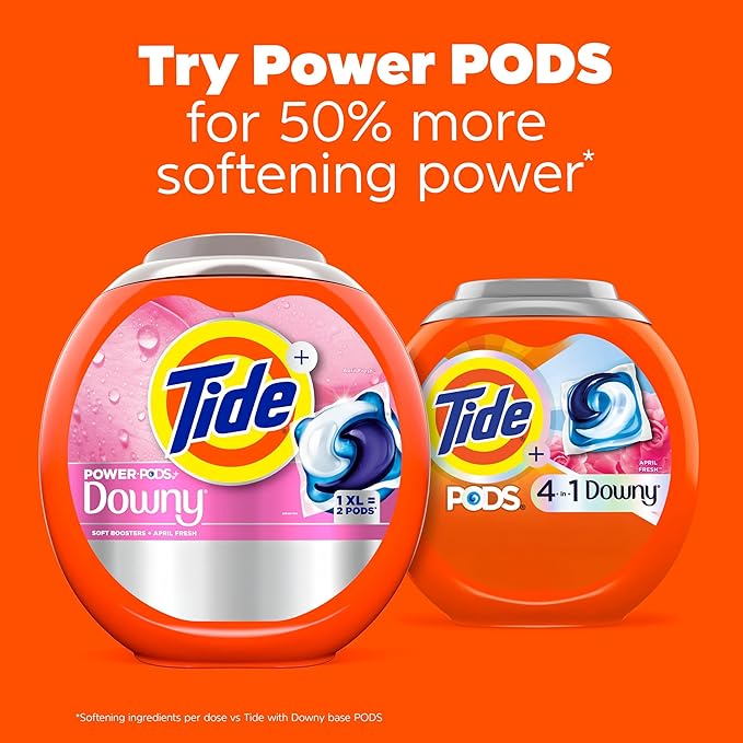 Tide PODS Laundry Detergent Soap with Downy 4-in-1 Stain Remover Freshness Softness Detergent pacs, April Fresh Scent, 32 Count
