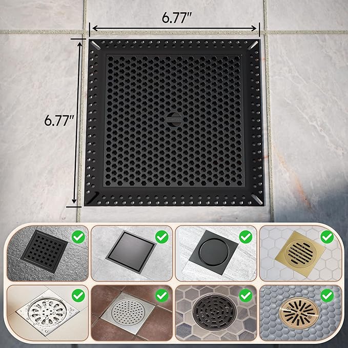 Not Moving Shower Drain Hair Catcher,Effective Hair Catcher Shower Drain,Square Flat Shower Drain Cover Protector Filter,Efficient Drainage,Hair Trap Stopper