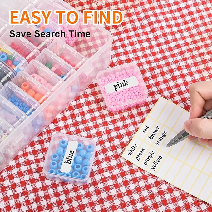 Bead Organizer Box, 30pcs Small Clear Plastic Storage Containers, Craft Storage Box Features Hinged Lid and Labels, Mini Boxes for Bracelets, Jewelry, Diamonds, Clay Beads, Screws, Seeds, Small Parts