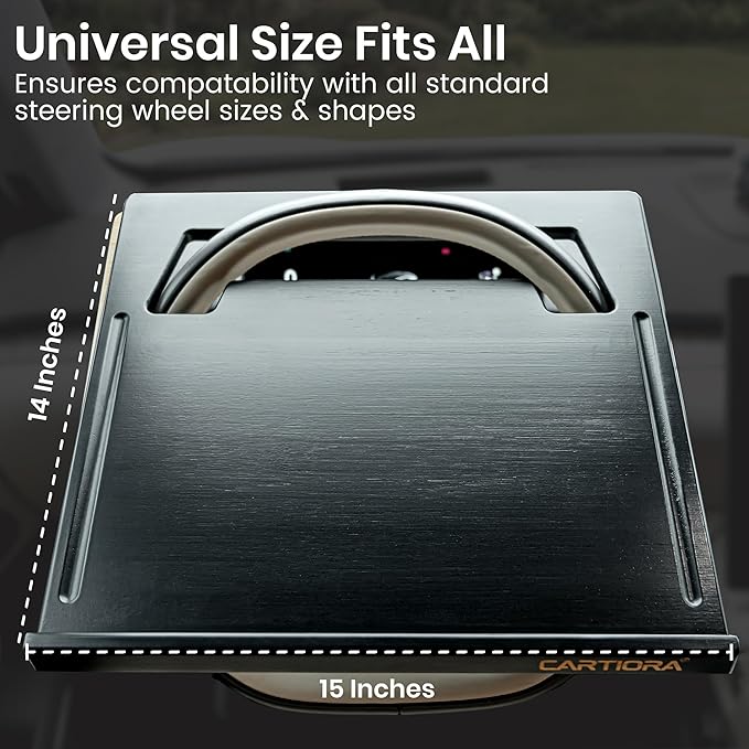 Essential Steering Wheel Tray - Car Table for Meal, Multipurpose Steering Wheel Table for Travelers, Table and Laptop Holder, Laptop Tray for Work