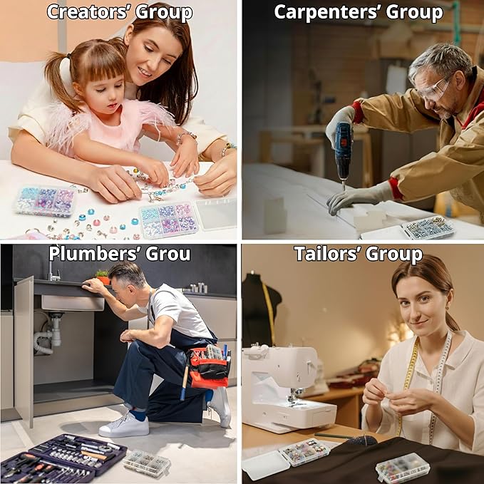 Portable Small Pocket Organizer Box, Transparent Storage Case for Screws/Nuts/Bolts/Nails/Washers/Snap Rings/Automotive & Paper Clips/Fuses/Buttons/Pins/Beads/Jewelry-Pack of 3