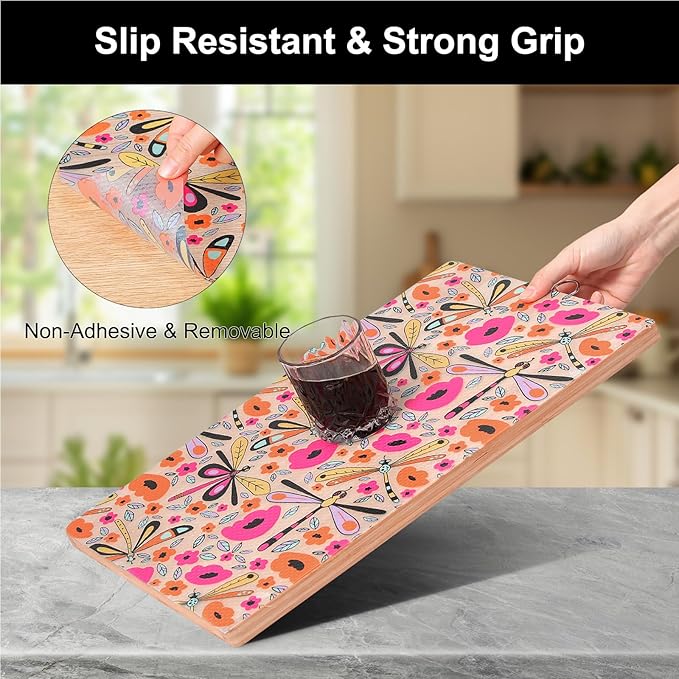 Cooyes Shelf Liner – Non-Slip Cabinet & Drawer Liner for Kitchen – Non-Adhesive Waterproof Shelf Paper with Modern Pattern – Durable EVA Cabinet Mat – Easy to Cut (Amethyst,23.6" W x 236" L)
