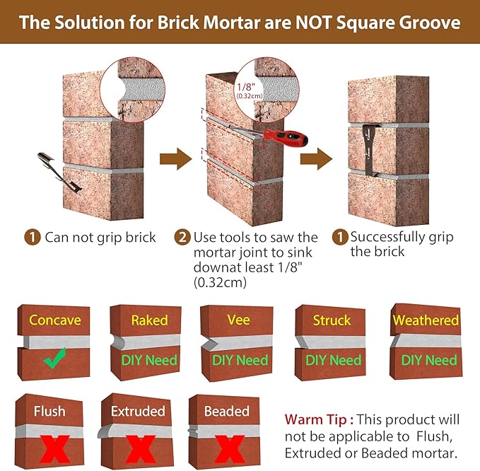 Booda Brand Brick Hook Clips (12 PCS) for Hanging Outdoors, Brick Hangers Fit Standard Size Brick 2-1/4" to 2-3/8" in Height, Heavy-Duty Brick Siding Clips Wall Hangers for Hanging No Drill and Nails