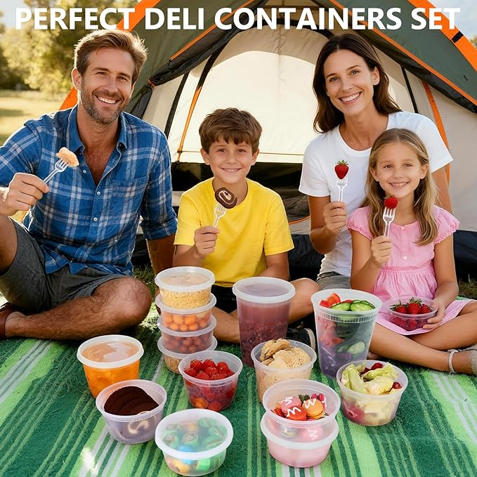 NESCCI 72 Sets (144-Piece) Deli Containers with Lids,24oz X 72 Set Each, Leak-Proof & BPA Free Airtight Takeout Plastic Food Storage Containers for Soup, Meal Prep, Microwave/Freezer Safe