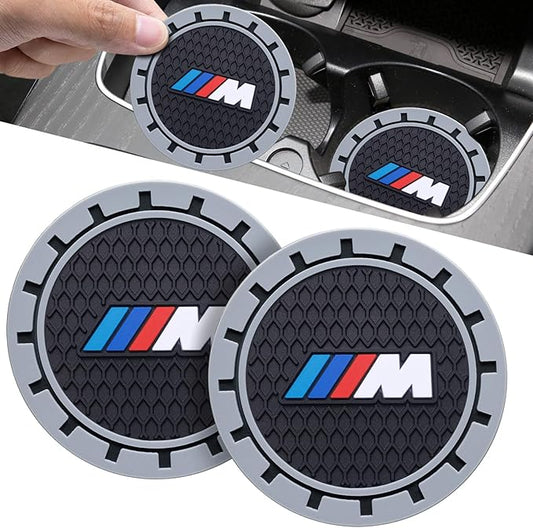 Car Cup Coaster, 2PCS Universal Non-Slip Cup Holders, Compatible with BMW M Series Car Cup Holder Coasters，Car Drink Coaster Holder Accessory, Black
