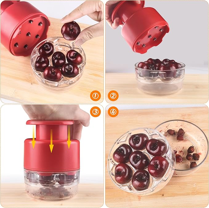 Cherry Pitter - Makmzoon Multi Cherries Corer Stainless Steel Pitter Tool Making Cherry Jam - 7 Cherries