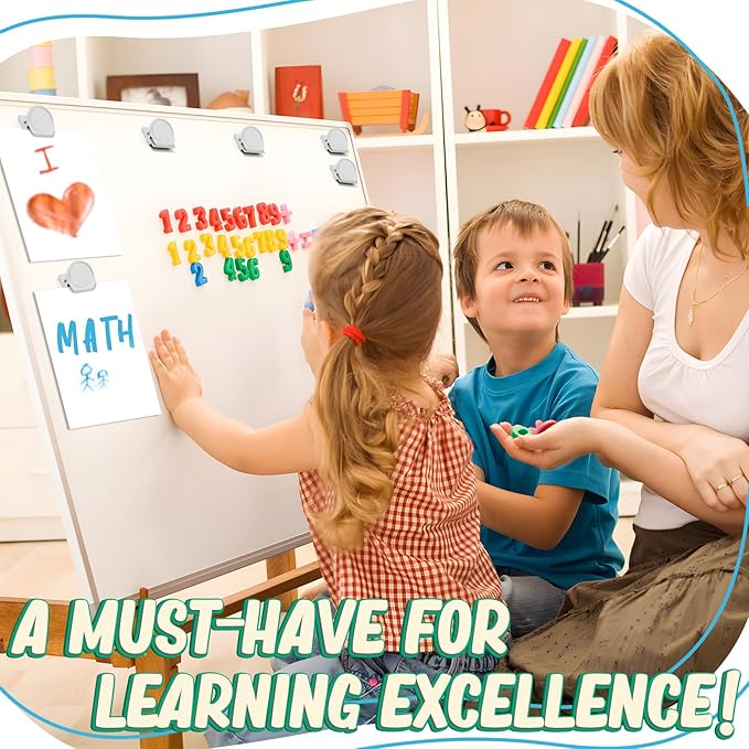 VNDUEEY White Magnetic Clips, 24 Pcs Fridge Magnets Whiteboard Magnets, Refrigerator Magnets Metal Clips for Locker Photo Displays, Heavy Duty Magnetic Paper Holder Classroom Teacher Supplies