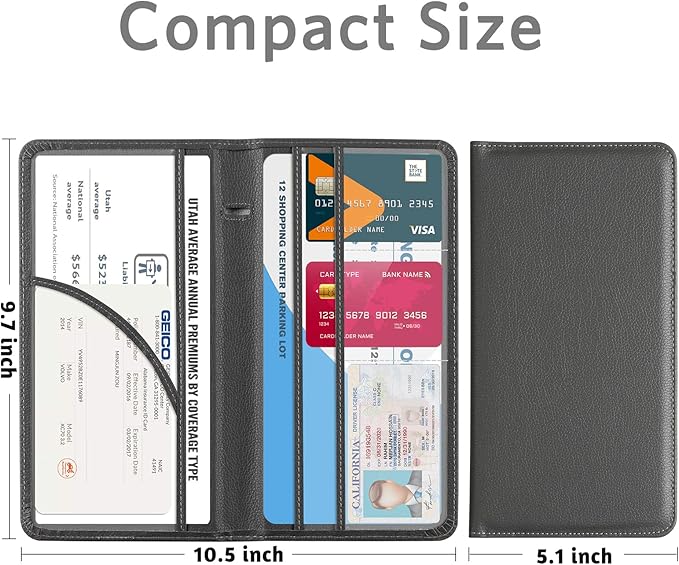 CoBak Car Registration and Insurance Holder - Vehicle Glove Box Car Organizer,Auto Truck Comparment Accessories Case with Magnetic Closure for Essential Document,Driver License,Cards