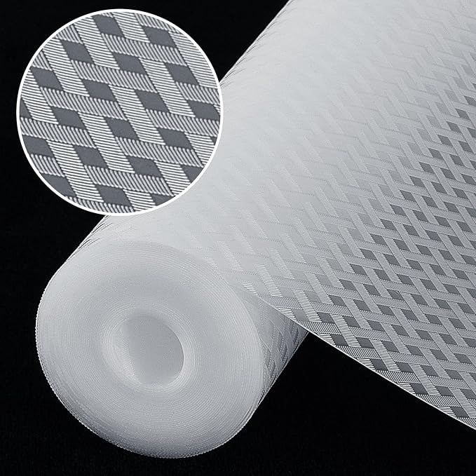 Shelf Liners, Non-Adhesive Drawer Liner, Waterproof & Oil-Proof Kitchen Cabinet Cupboard Liner Plastic EVA Material BPA Free Fridge Liner Mats Paper Protector for Shelves (Clear/12in x 240in)