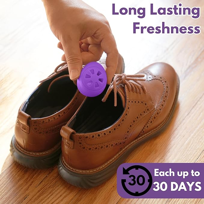 Air Jungles Shoes Deodorizer Ball 12 Count, Lavender Scent, Odor Remover Balls for Sneakers Boot Shoe, Essential Oil Provides Natural Freshness