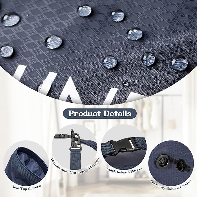 Travel Laundry Bag, Vacuum Compression Dirty Clothes Travel Bag, Waterproof Wet/Dry Space-Saving Laundry Storage Organizer, Smell Proof Storage Bag for Clothing, Swimming, Yoga, Gym, Camping