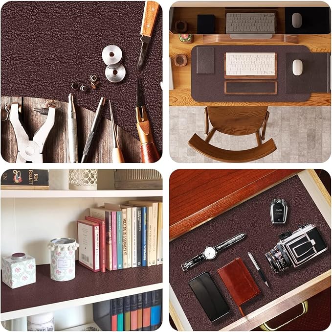 WochiTV Shelf Liner for Cabinets, Drawer 11.8 x 354 inches, Non Adhesive Non Slip Foam Mat for Kitchen, Pantry, Bathroom, Cupboard, Garage, Closet, Shelves, Drawer, Tool Box, Brown