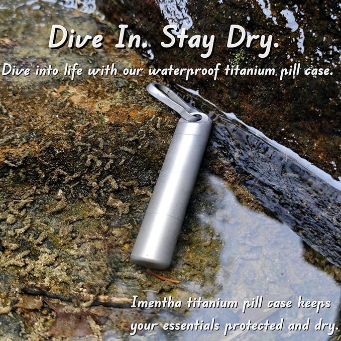 Titanium Keychain Pill Holder - Compact, Durable, and Waterproof 3-Compartment Small Pill Case - Portable and Versatile Medicine Container for Everyday Use and Travel (Titanium Grey)