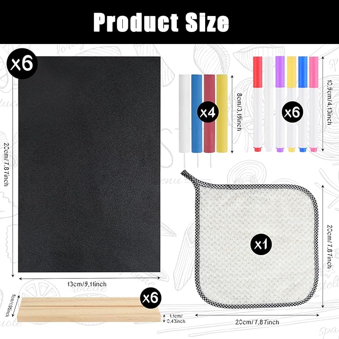 6 Packs Small Chalkboard Sign 5.1x7.9 Inch With Wood Base Double-Sided Message Boards Menu Stand for Kitchen Wedding Bar and Restaurant