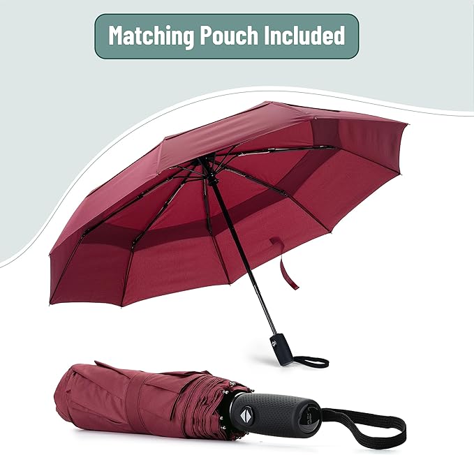 Mr. Pen- Windproof Travel Umbrella, Small Water-Resistant Automatic Folding Umbrella for Rain and Sun, Light, Compact and Portable for Women & Men, Fits Car & Backpack