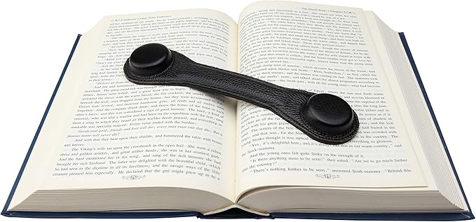 Superior Essentials Leather Bookmark Book Holder - Black Leather Paper Weights for Cookbooks, Textbooks, and Workbooks - Hands-Free Reading with Non-Slip Design and Magnetic Bookmark [1-Pack]