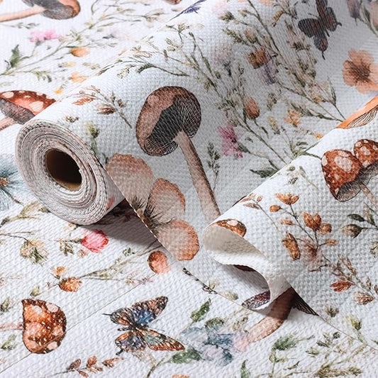 Mushroom Shelf Liners Non Adhesive and Strong Non-Slip Shelf and Drawer Liners for Kitchen Cabinet Wire Fridge, Waterproof Shelf Drawer Liner,Easy to Clean,12IN x 10FT