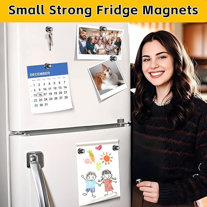 VNDUEEY 40Pcs Black Refrigerator Magnets Fridge Magnet, Strong Whiteboard Magnets, Fridge Magnets Adults, Small Magnet for Kitchen, Office, School, Locker, ISO9001VN1214