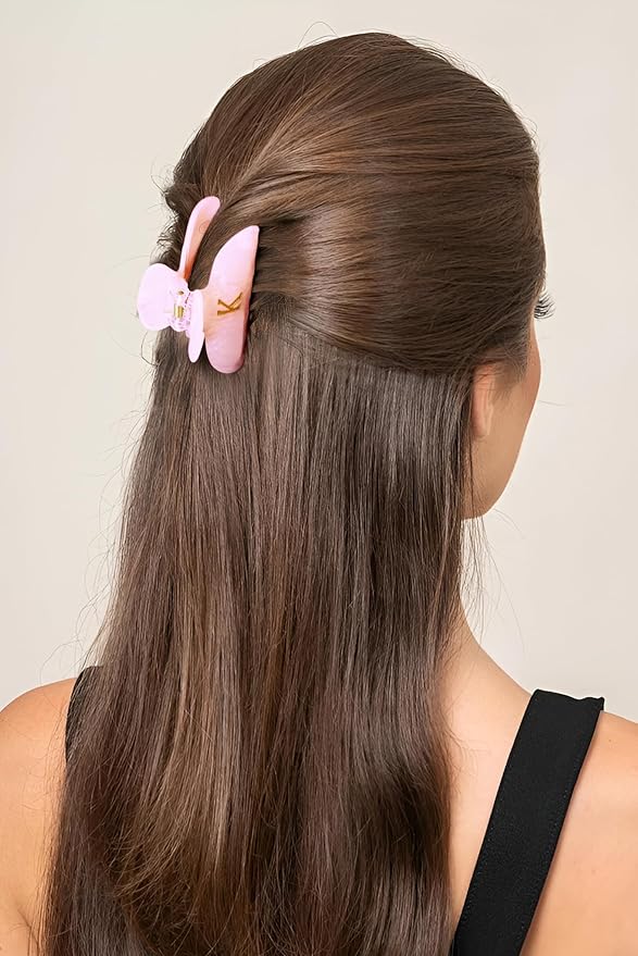 Acrylic Letter Hair Clips for Women - Pink Monogram Hair Claw Alphabet Large Hair Clip, Fashion Glitter Claw Clips Elegant And Durable Hair Accessory, Letter L