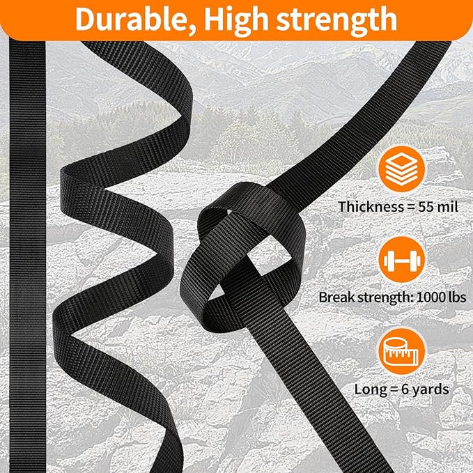 5/8" Buckle and Strap Set: 6 Yards of Thick Nylon Webbing, 6 Pack Quick Side Release Adjustable Plastic Buckles, 12 Tri-Glide Slide Clips, Black (5/8 Inch Combo Set)