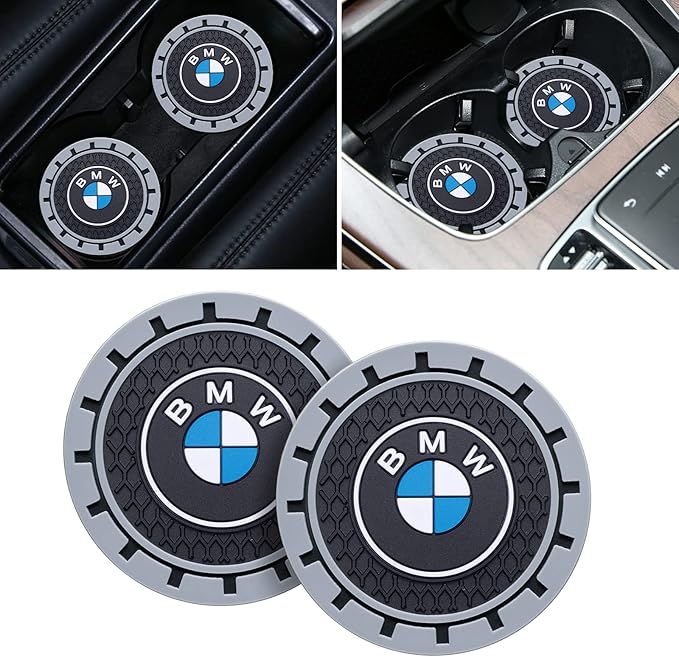 Car Cup Coaster, 2PCS Universal Non-Slip Cup Holders, Compatible with BMW Series Car Cup Holder Coasters，Car Drink Coaster Holder Accessory, Black