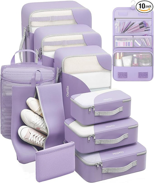 10 Set Packing Cubes for Travel, Gifts for Women Mom,Anti-Tearing Suitcase Organizer,OlarHike Vacation Essentials & Accessories for Cruise Ship