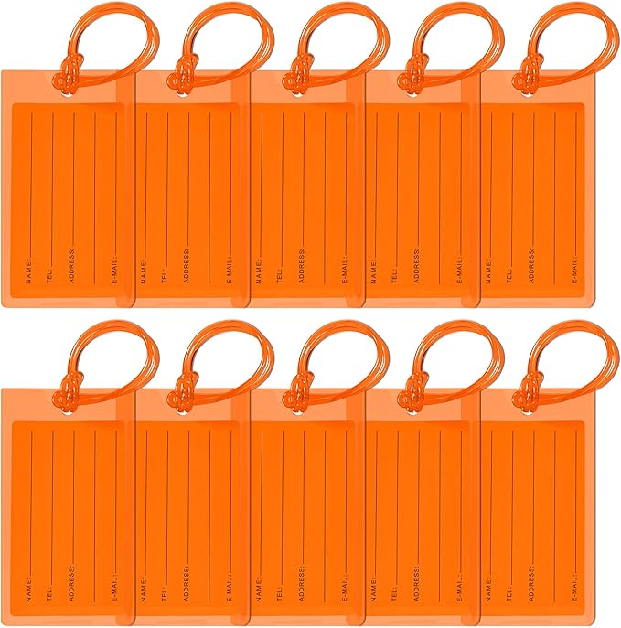 10 Pack Luggage Tags for Suitcases, Airplane Travel Essentials for Flying, International Travel Must-Haves, and Luggage Accessories by Sodsay