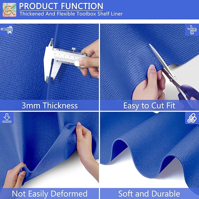 Foam Toolbox Liner Shelf Liner, Thickened Durable Pad Tool Box Mat for Protecting Your Tools, Work Surfaces, Garage, Chest (Blue, 18 inch*24 ft)