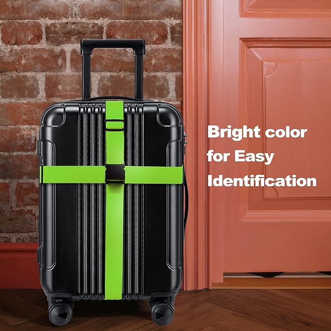 Luggage Straps for Suitcases TSA Approved Travel Belt 8 Pack by Chelmon (Green)