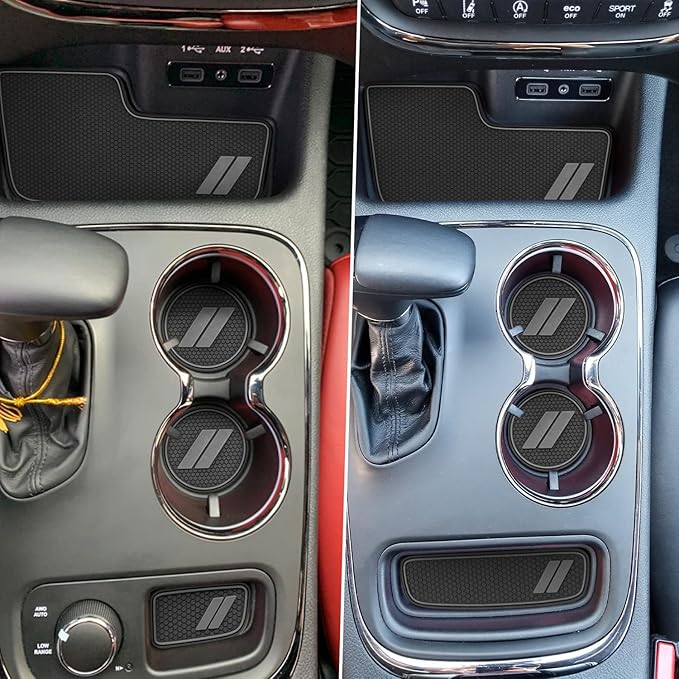 Center Console Mats for Durango Accessories 2014 2015 2016 2017 2018 2019 2020 Cup Holder Insert Coasters Custom Fit Cup Liners Pads Interior Decoration (Gray Trim) - 5 Pcs Set